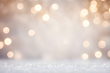 Wall Mural - silver christmas with bokeh lights background