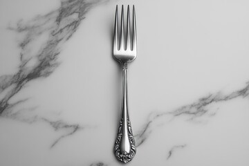 Poster - Silver Fork on Marble Background