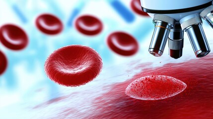 Poster - close-up view of red blood cells under microscope