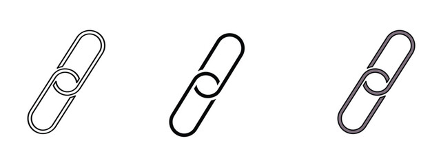 Fototapete - Three different colored link icons are shown. Link icon silhouette and editable colored in unexpanded vector form
