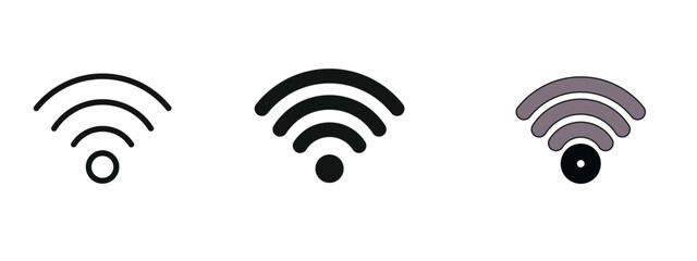 Fototapete - Three different wifi icons, Wifi icon silhouette and editable colored in unexpanded vector form, wifi icon set