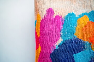 Bright abstract hand-painted design on canvas bag