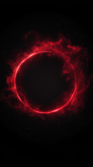 Poster - A fiery red circle glows in the dark, surrounded by a cloud of dust and gas.