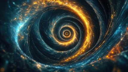 Poster - An AI-generated cosmic vortex spirals smoothly, emitting radiant light and evoking the endless depths of space in stunning detail.