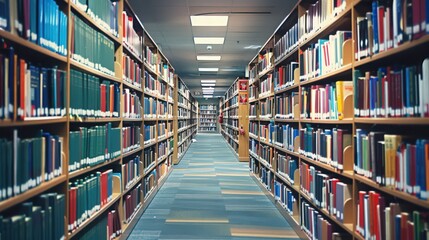 Poster - A science library filled with journals, research papers, and reference books, supporting academic and scientific endeavors.