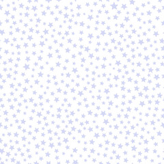 All over seamless repeat pattern with ditsy tiny little sft purple stars on white. Versatile trendy ditsy background for baby girl, kids, baby nursery, packaging and more.