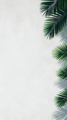 Poster - Palm leaves frame a blank white wall, creating a tropical backdrop.