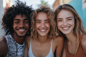 Young friends having a great time in cafe, Generative AI