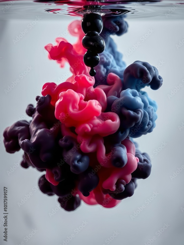 Ink Under Set of black ink drop swirling under water cloud of ink in water ...