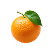 © MohammedShoaib - An orange fruit with a green leaf attached, on a white png background