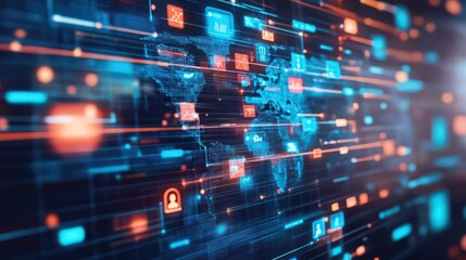 Poster - Digital organizations thrive on global networks, with teams working together on data exchange