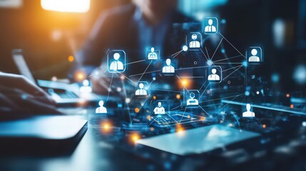 Poster - digital tools enable global business teams to manage data exchange, streamline hr recruitment, and o