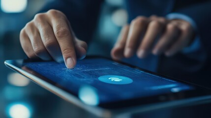 Poster - Discover how biometric security on digital tablets fortifies data protection and enhances cybersecurity for business professionals in a digital age