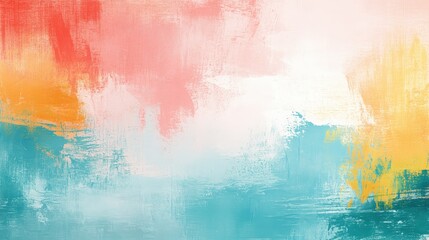 Poster - Abstract Painting with Pink, Yellow, and Blue Colors