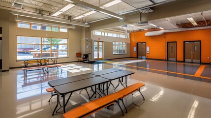 Poster - The multipurpose rooms in the school building are versatile spaces used for various educational and extracurricular activities