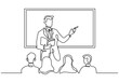 © berkahlineart - Continuous line drawing of a teacher with students. Simplified design for education and learning.