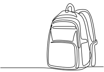 Wall Mural - Backpack in continuous line drawing. Simple design for travel, student life, or adventure themes.