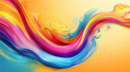 Poster - Vibrant colors and swirling ribbon strokes come together in an abstract splash wave background