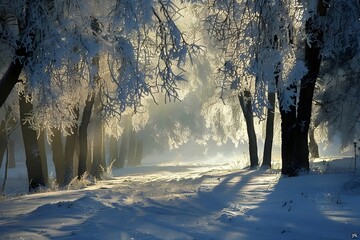 winter forest in the morning