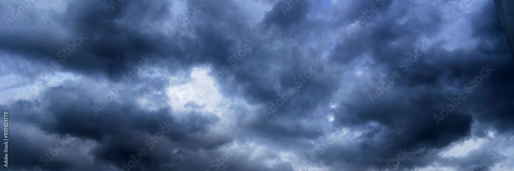 Banner Dramatic dark storm clouds black sky background. Dark ...