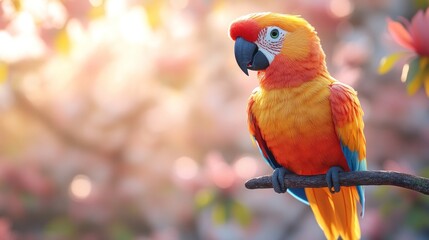 Canvas Print - Colorful Parrot on a Branch