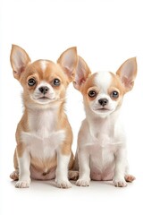 A family of Chihuahuas, isolate on white background, showcasing their playful interactions and joyful expressions.