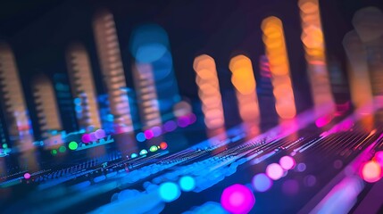 Poster - Colorful Abstract image of city lights at night, creating a sense of urban energy and futuristic technology.