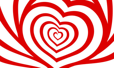 Aufkleber - Tunnel heart, vector background with concentric red and white heart shapes create hypnotic effect. Abstract swirled and twisted pattern symbolizes love, romance and passion, for Valentines holiday