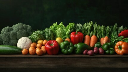 Assorted fresh and nutritious organic vegetables beautifully displayed on a rustic wooden table showcasing the abundance and variety of natural produce in a still life 3D