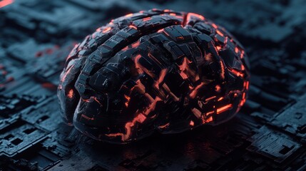 Poster - AI brain with futuristic circuits, representing cutting-edge technology in AI brain development.