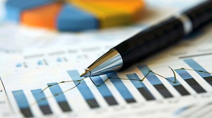 Poster - Close-up shot of a pen lying on a graph, suggesting business planning or analysis.