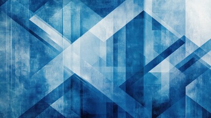 Poster - Blue abstract geometric pattern: Sharp blue geometric shapes interlaced, forming a modern abstract pattern with depth and contrast.