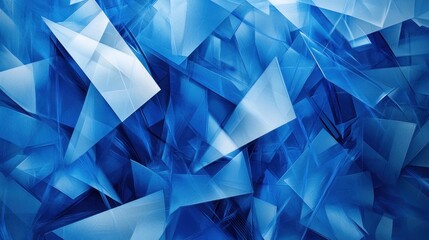 Poster - Blue abstract geometric pattern: Sharp blue geometric shapes interlaced, forming a modern abstract pattern with depth and contrast.