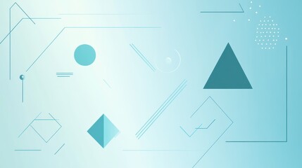 Poster - Light blue background with geometric shapes: A contemporary background featuring light blue tones with abstract geometric shapes, 