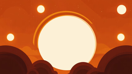 Poster - Minimalist orange background with circular shapes