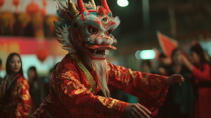 Celebrating Heritage: A Vibrant Dragon Dance Performance during Festival Festivities