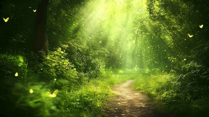 Atmospheric Forest Trail Background. Nature Photography.
