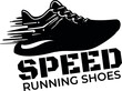 © Printdesign 123 - Sports Running Shoes with speed typography vector illustration on white background generated Ai
