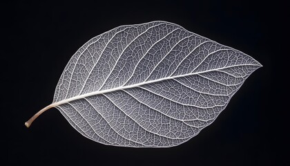 Wall Mural - A Single Delicate Leaf Skeleton Against a Black Background