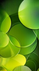 Poster - Vibrant green abstract composition featuring overlapping circular shapes in various shades during a bright daylight setting