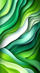 Poster - Vibrant green abstract design with flowing waves and layers representing nature and tranquility in a contemporary art piece