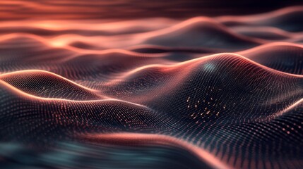 Abstract Digital Landscape with Red Glow
