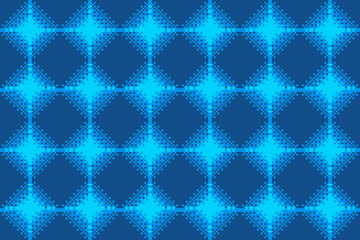 Poster - Blue Glowing Light Grid Pattern  Background, Pixel Art Style