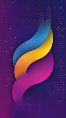 Poster - Vibrant abstract design featuring flowing shapes in blue, gold, and pink against a dark purple backdrop
