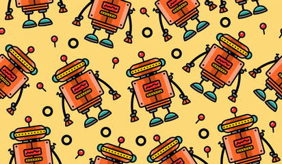 Cute robot pattern background vector design