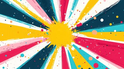 Wall Mural - Pop art background in bright color, with explosion and rays.