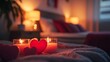 © Pure Imagination - Romantic Candles and Hearts on a Bedside Table