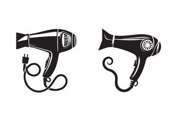 Hair Dryer Set Silhouette Illustration