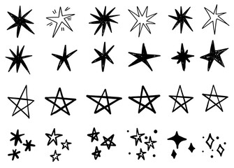 hand drawn cute star doodle stars scrapbook underline text, comic illustration in sketch grunge styl