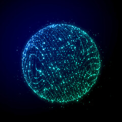 Poster - sphere of particles in cyberspace. impulse dynamic flow of global energy energy. futuristic technolo
